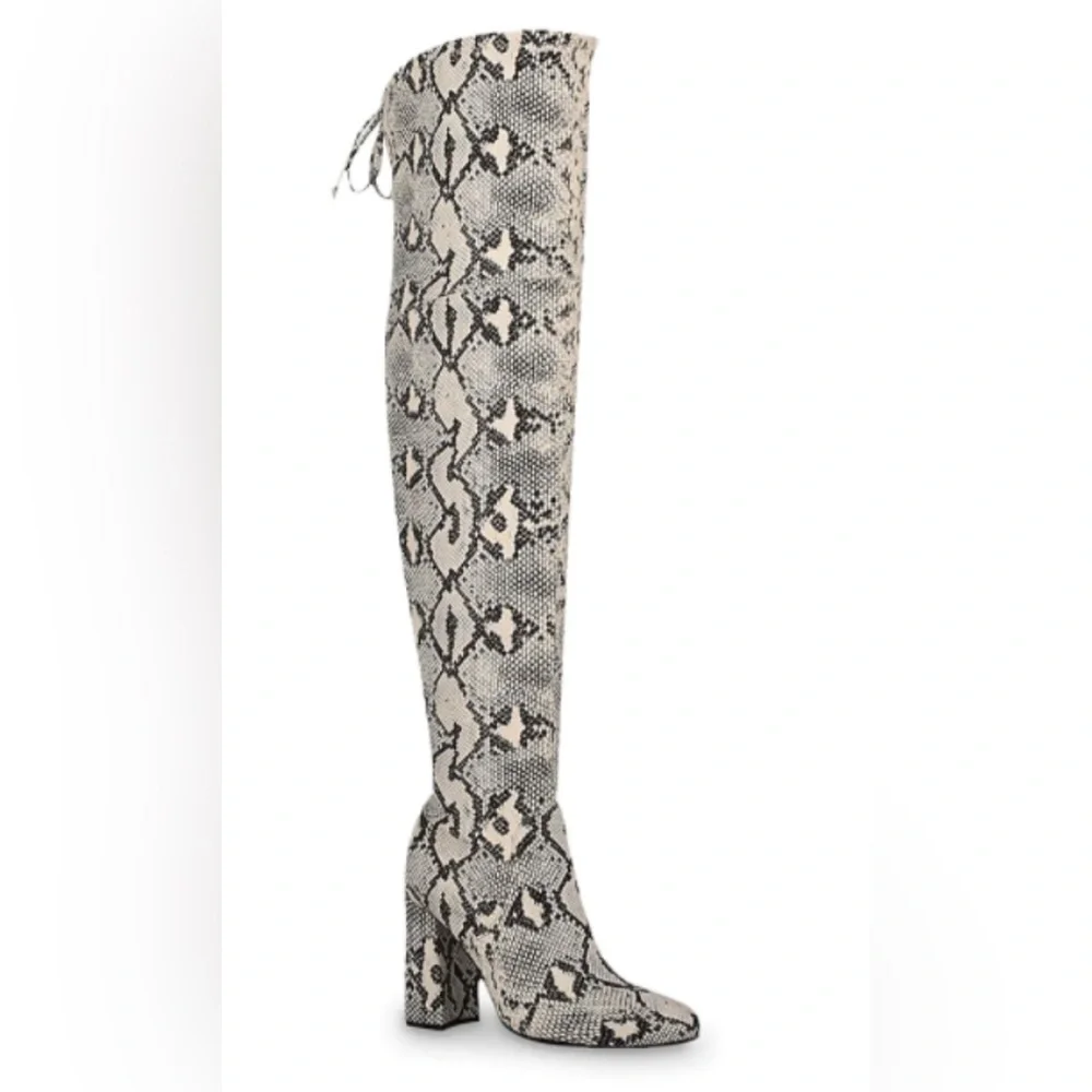 Unisa almost NEW Jaydi snake pattern thigh high heeled boots